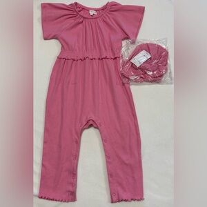 Grayson little 18M Pink Baby Romper with Matching Hat NWT